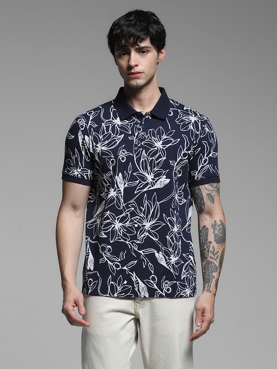 JACK&JONES Black Regular Fit All-Over Print T-Shirts