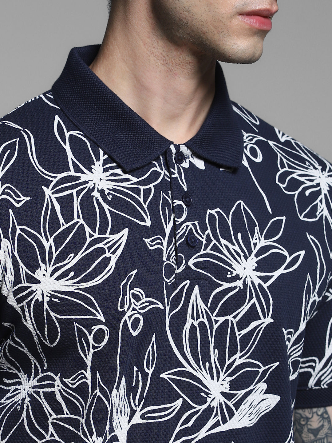 JACK&JONES Black Regular Fit All-Over Print T-Shirts