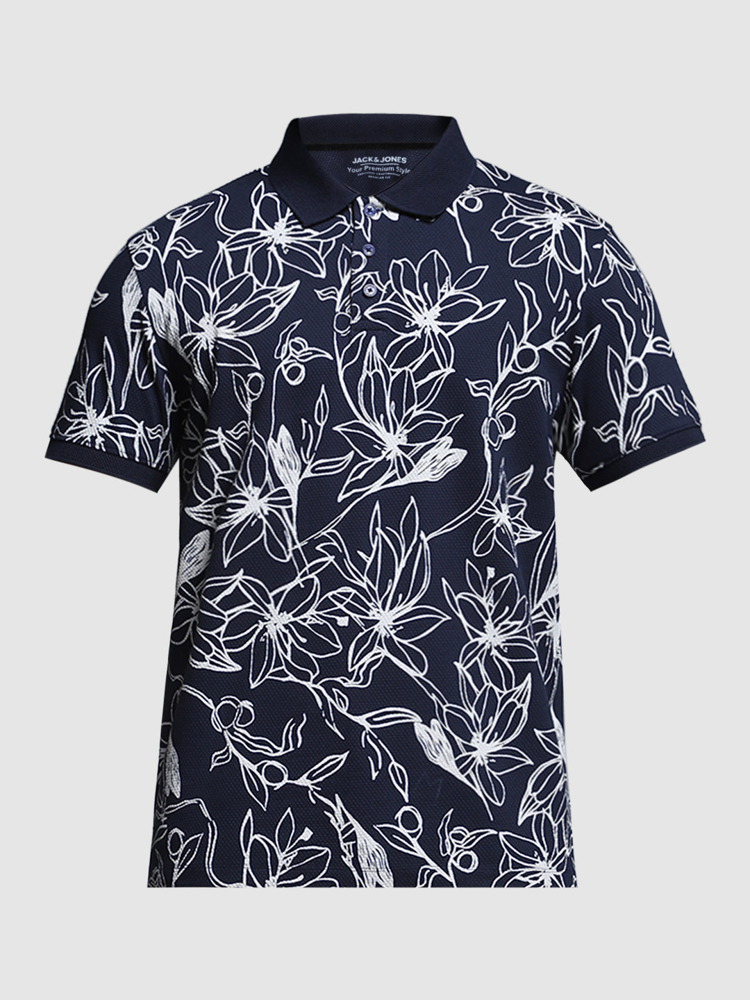 JACK&JONES Black Regular Fit All-Over Print T-Shirts
