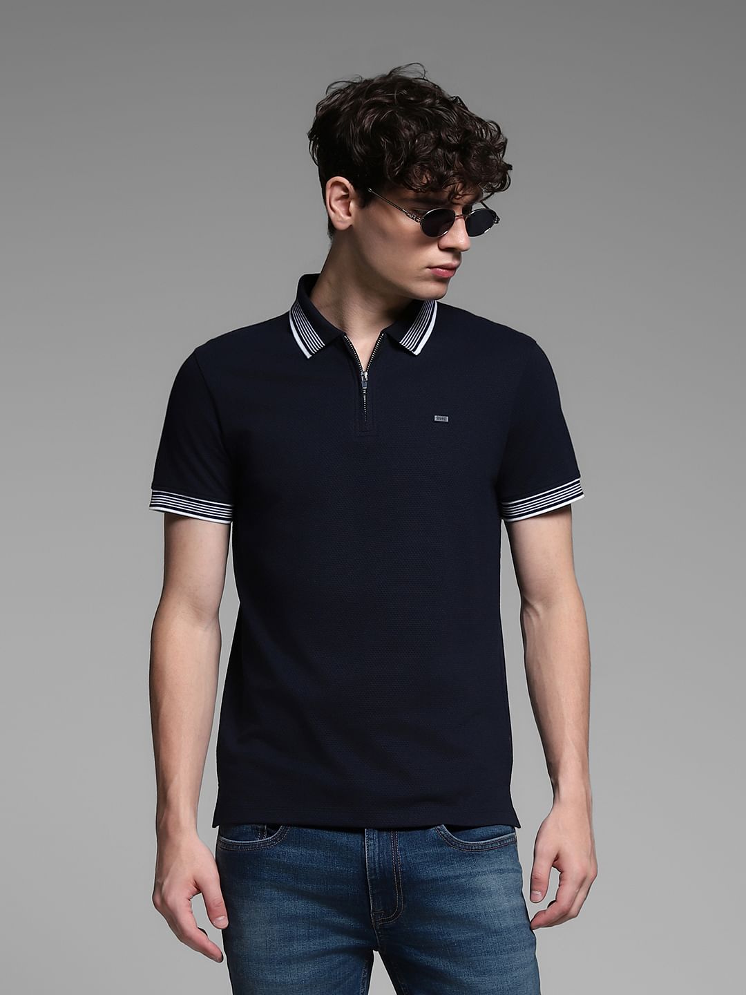 Dark Blue Cotton Polo