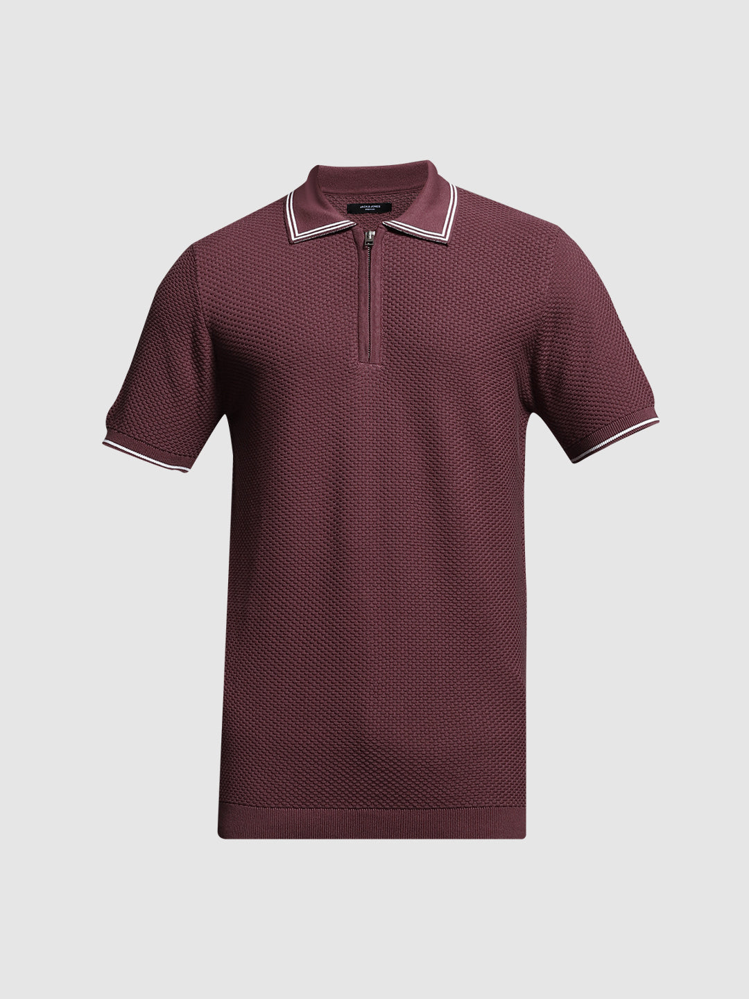 Dark Plum Cotton Jacquard Polo