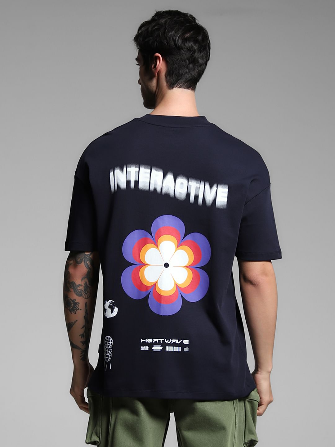 Blue Graphic Print Oversized T-shirt