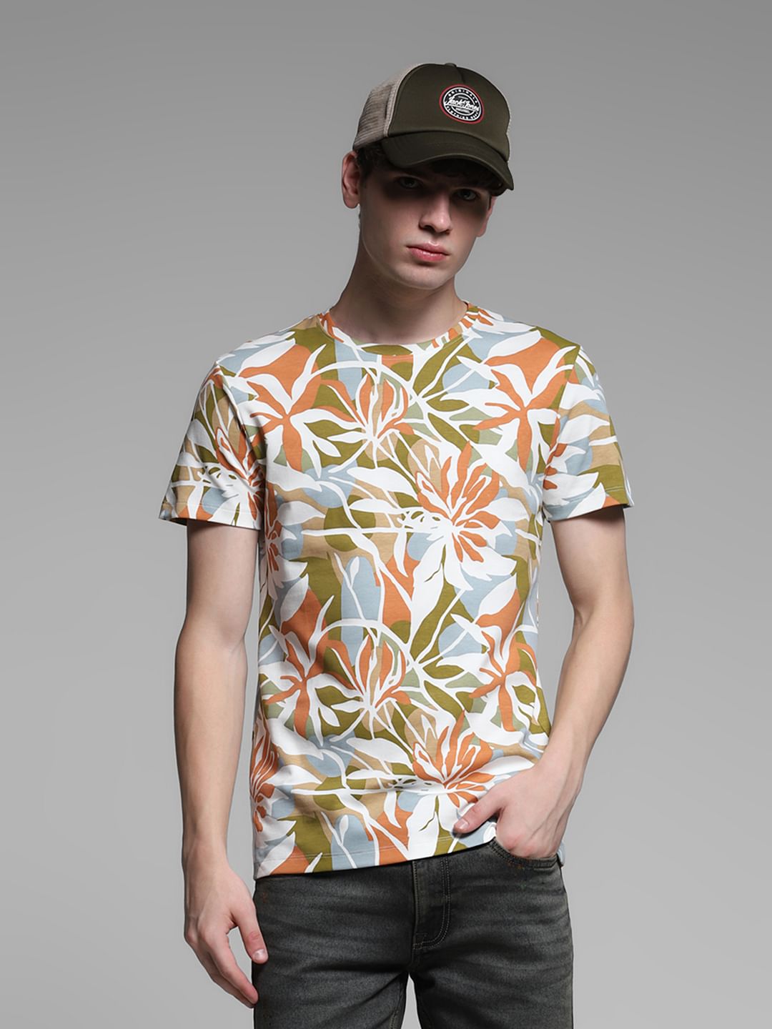 Multi-Colour Floral Print T-shirt - S