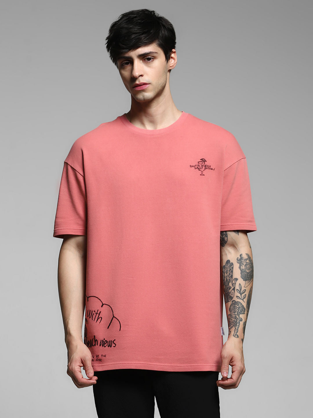 Shell Pink Printed Boxy Fit T-shirt