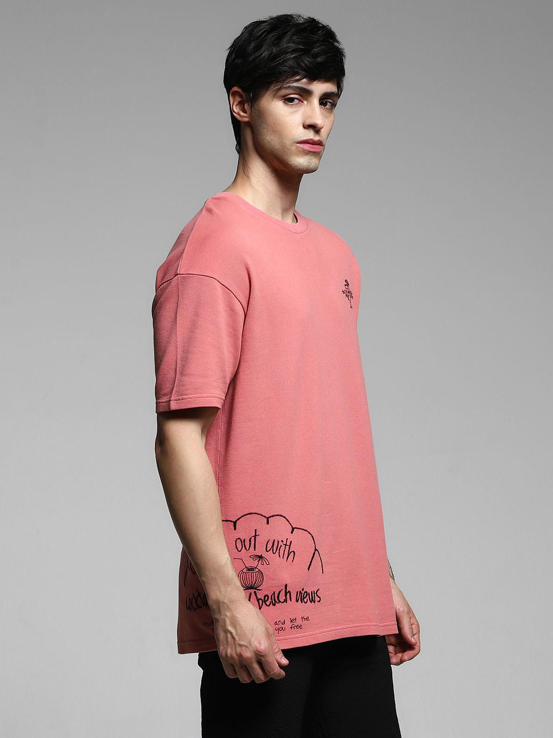 Shell Pink Printed Boxy Fit T-shirt