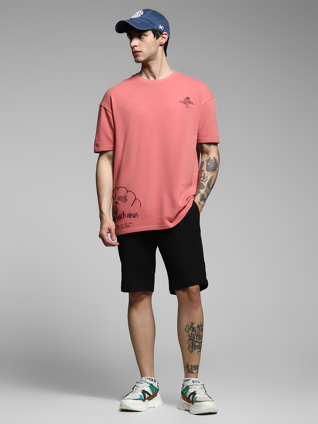 Shell Pink Printed Boxy Fit T-shirt