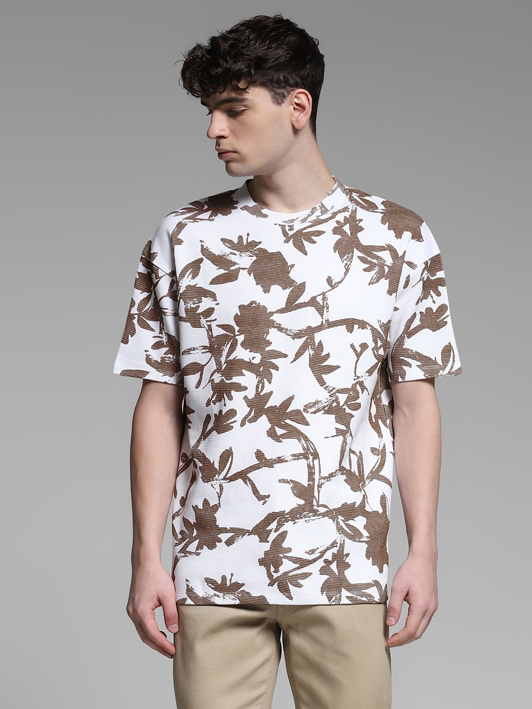 White Printed Cotton T-Shirt