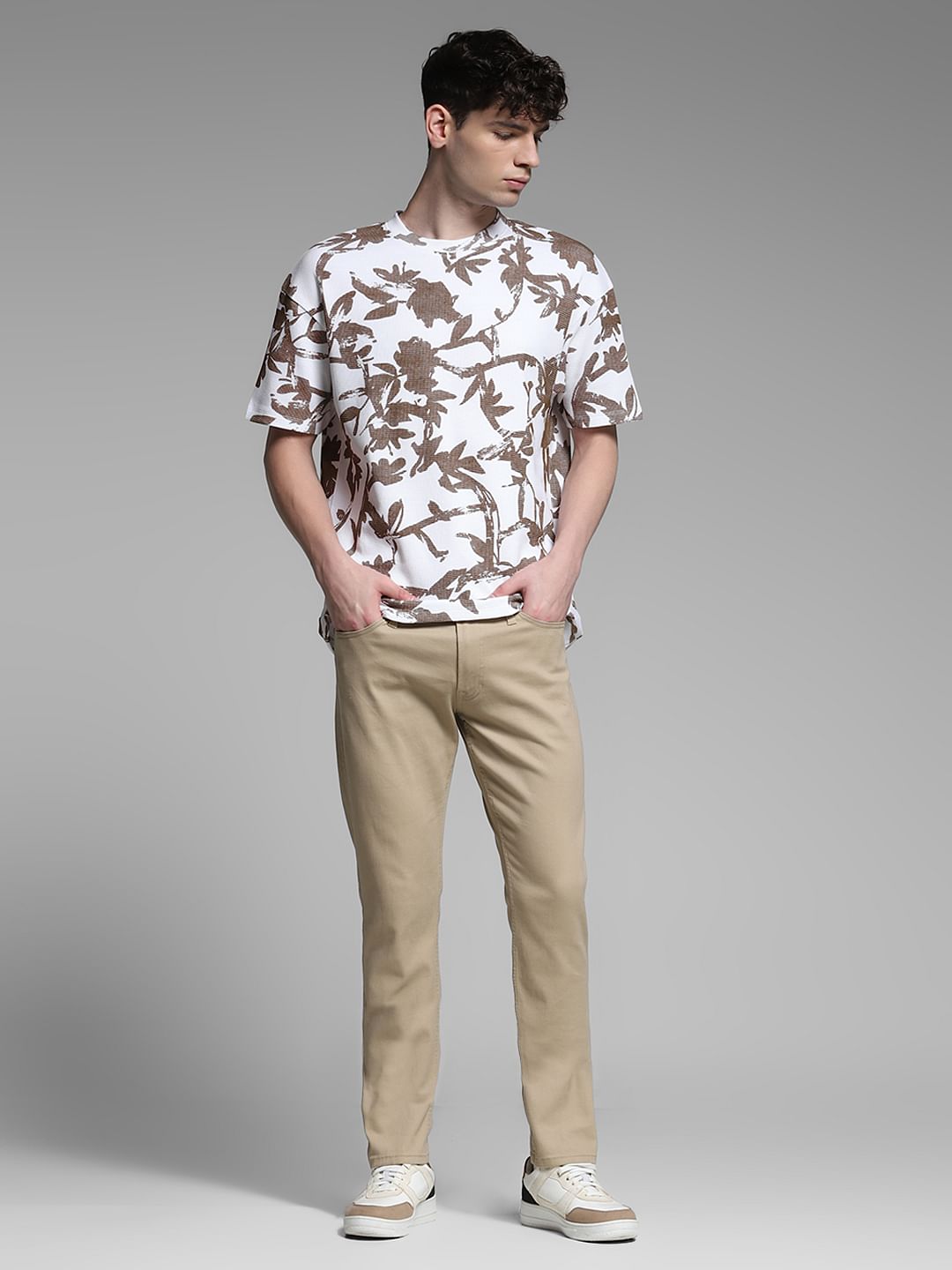 White Printed Cotton T-Shirt