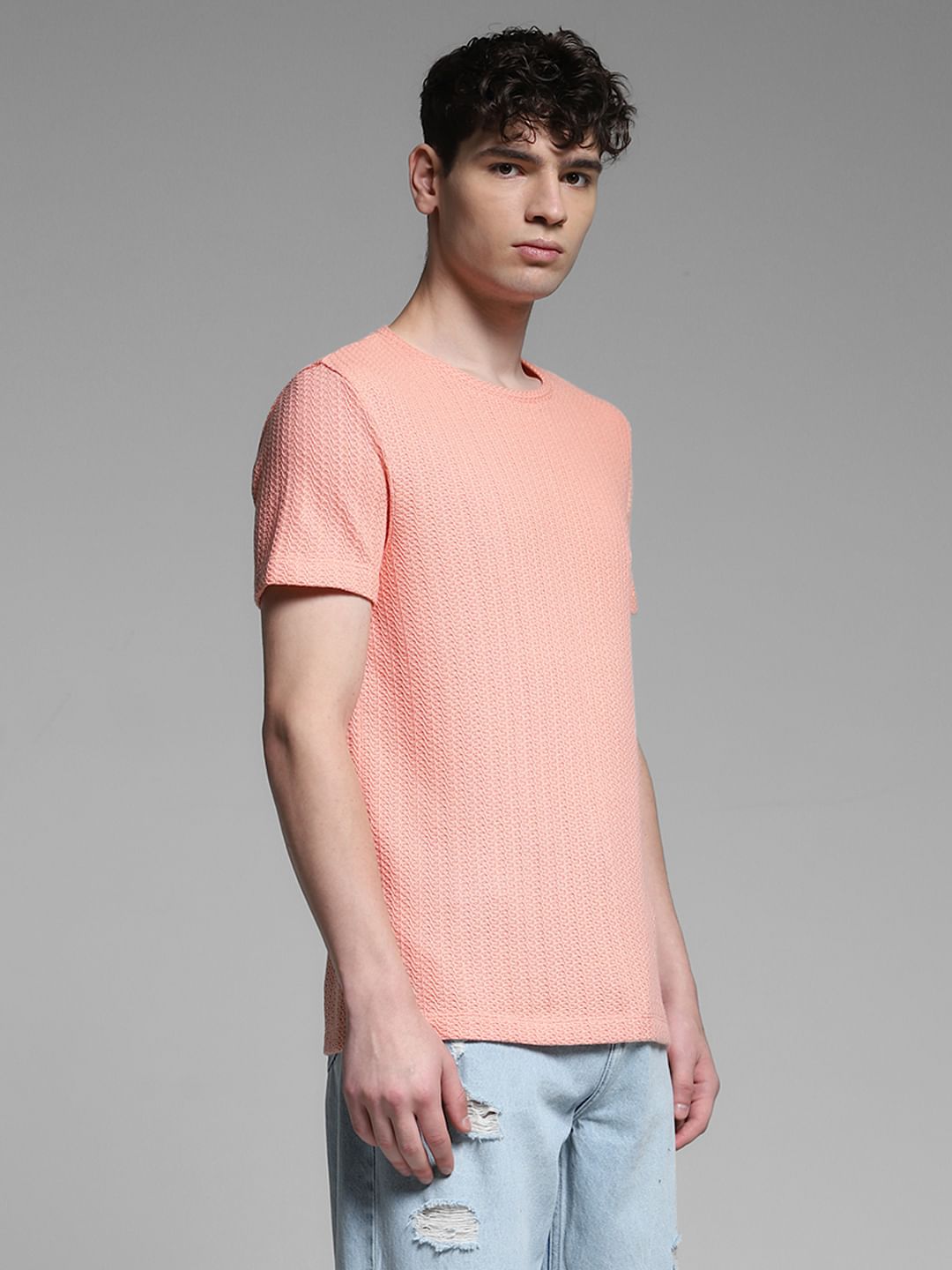 Coral Jacquard Crew Neck T-shirt