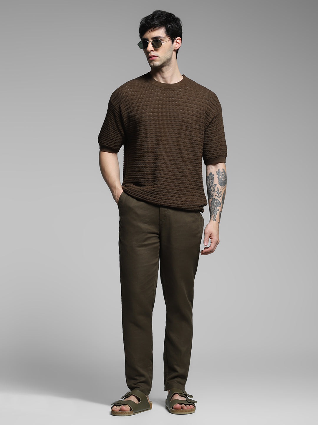 Dark Brown Cotton Oversized T-shirt