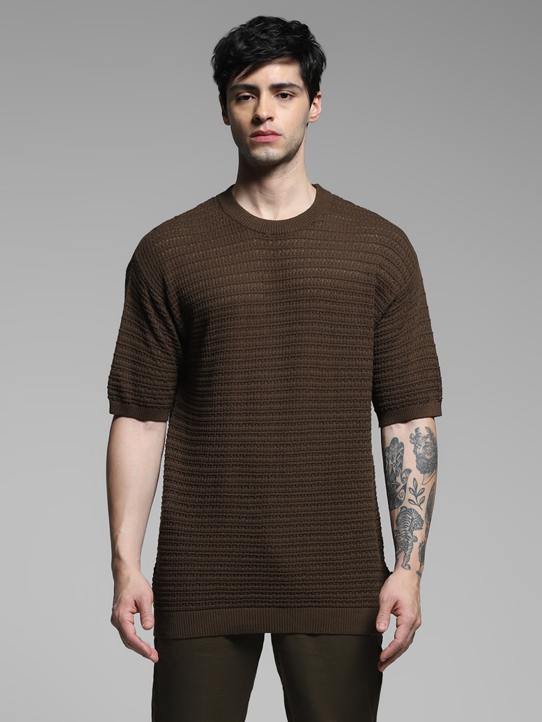 Dark Brown Cotton Oversized T-shirt
