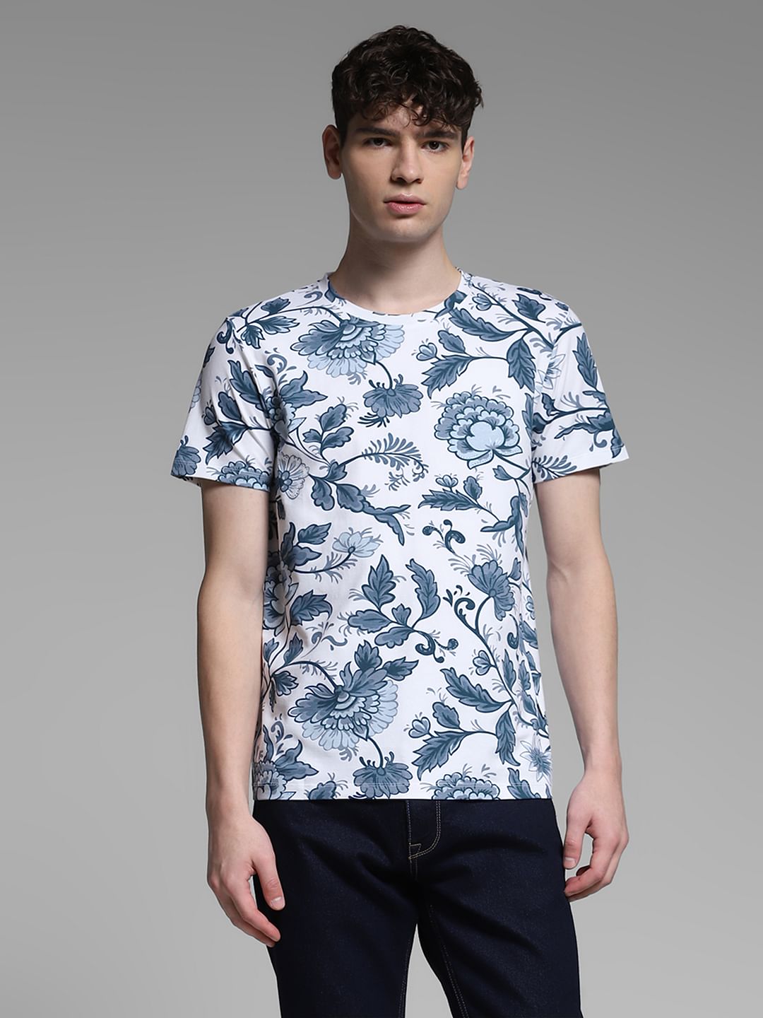 White Printed Crew Neck T-shirt