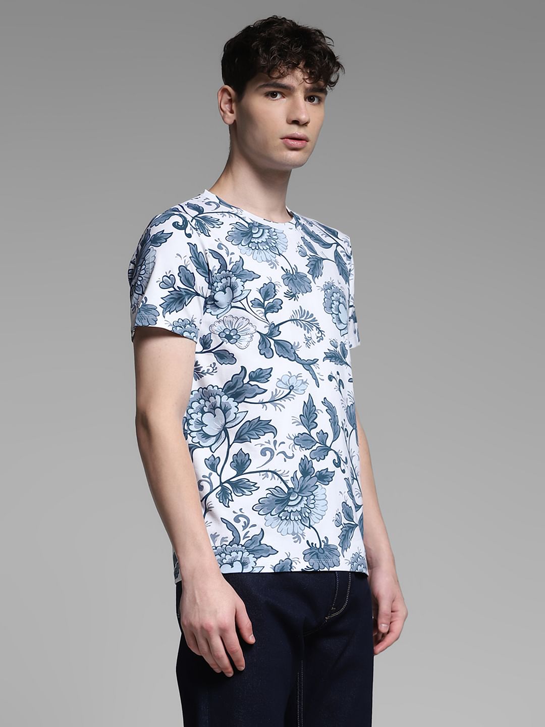 White Printed Crew Neck T-shirt