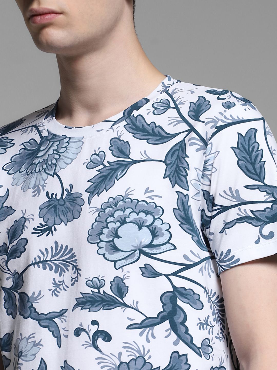 White Printed Crew Neck T-shirt