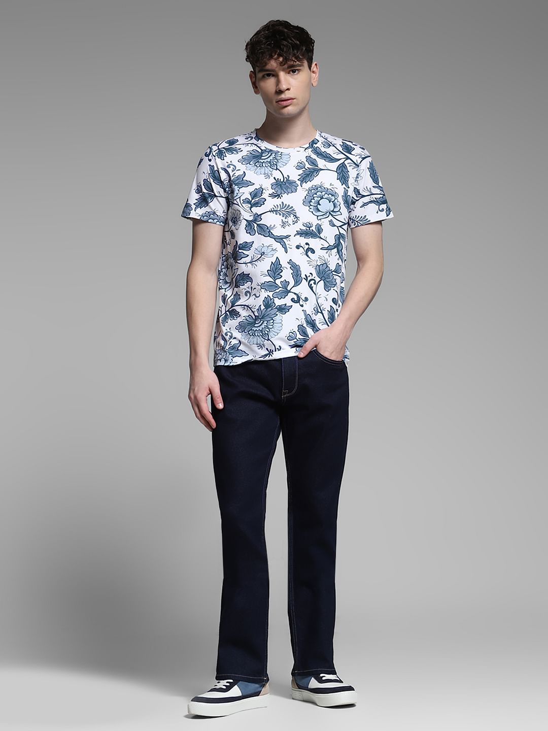 White Printed Crew Neck T-shirt