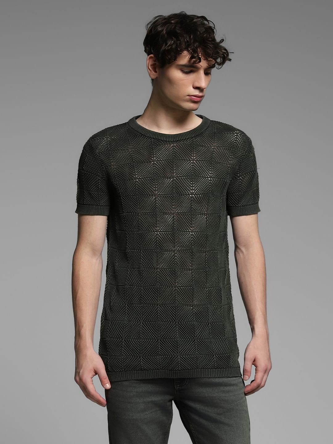 Olive Jacquard Pullover