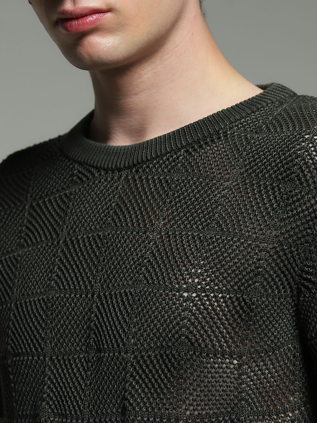 Olive Jacquard Pullover