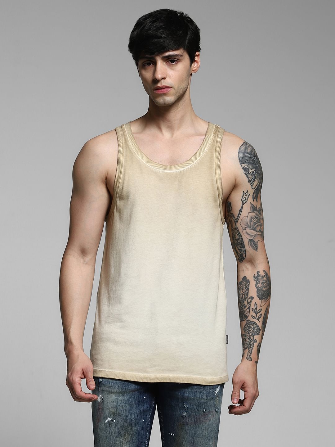 Grey Washed Cotton Vest