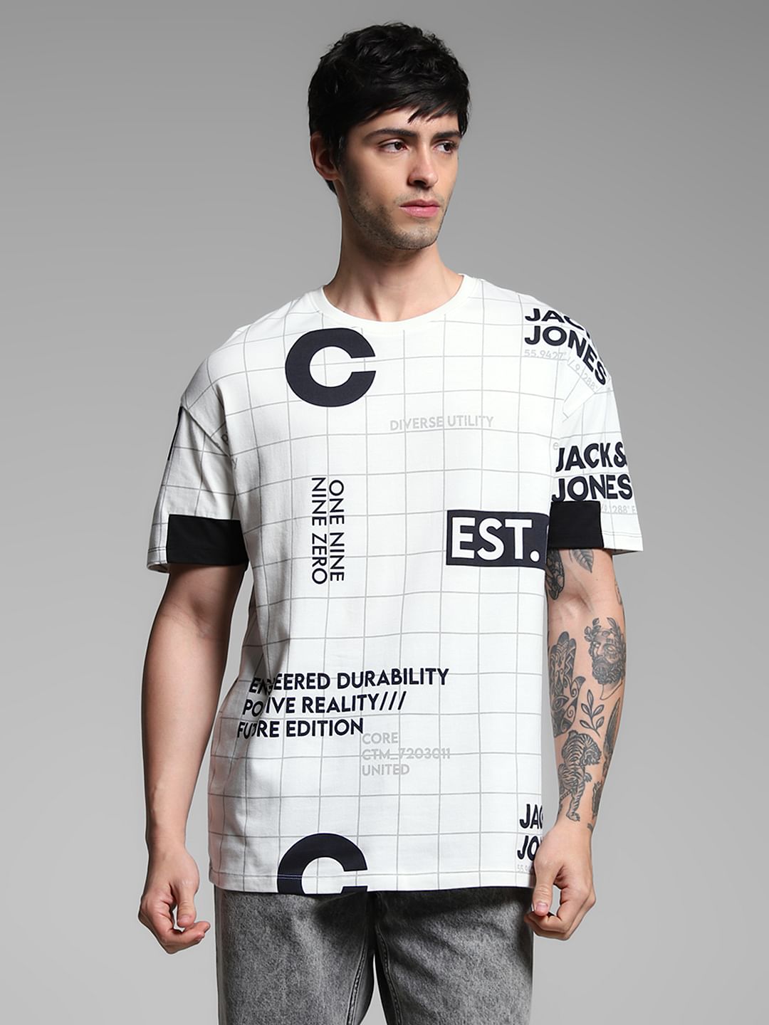 White Graphic Print Cotton T-shirt
