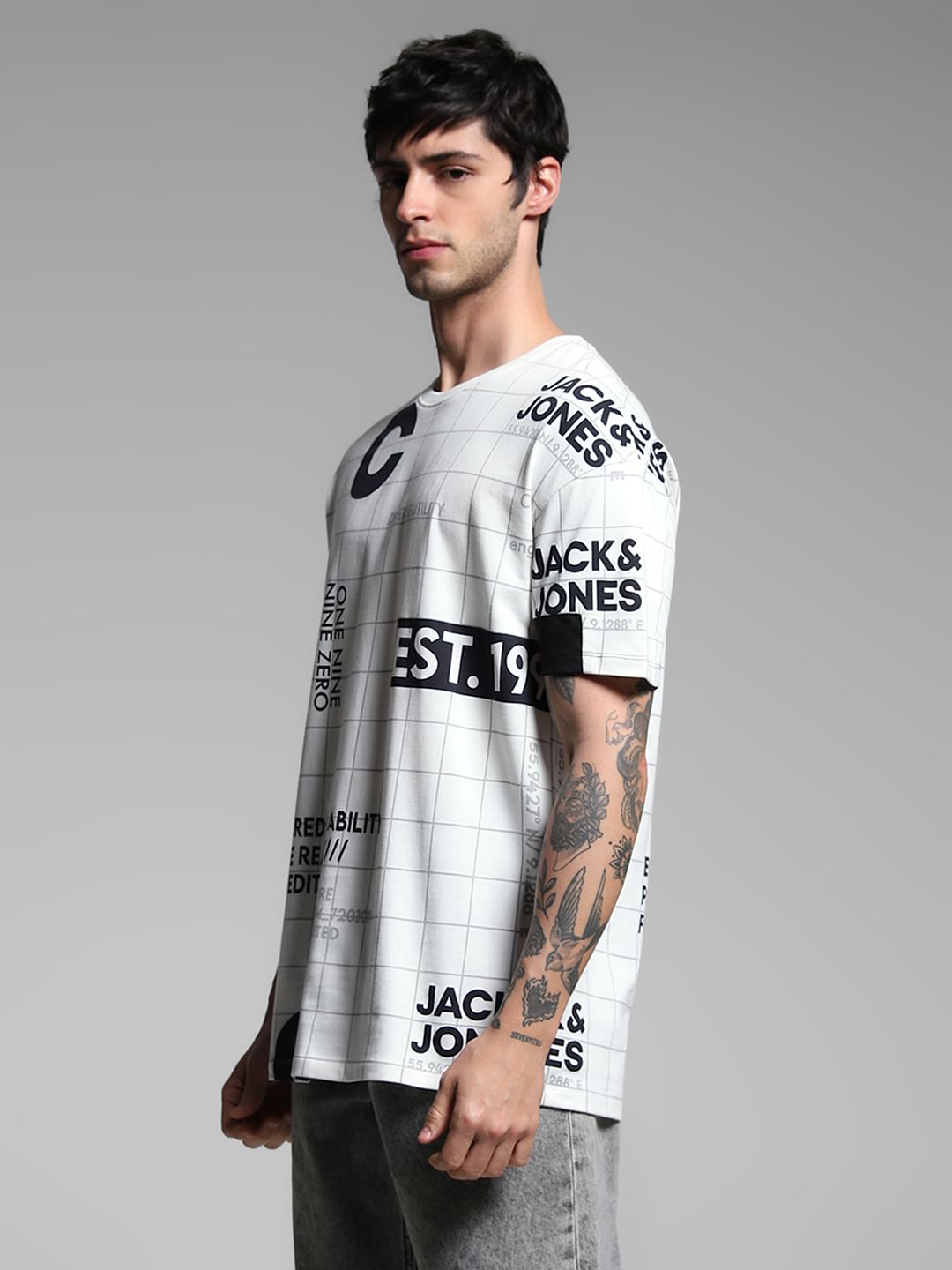 White Graphic Print Cotton T-shirt