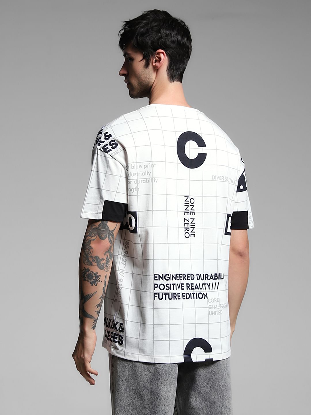 White Graphic Print Cotton T-shirt