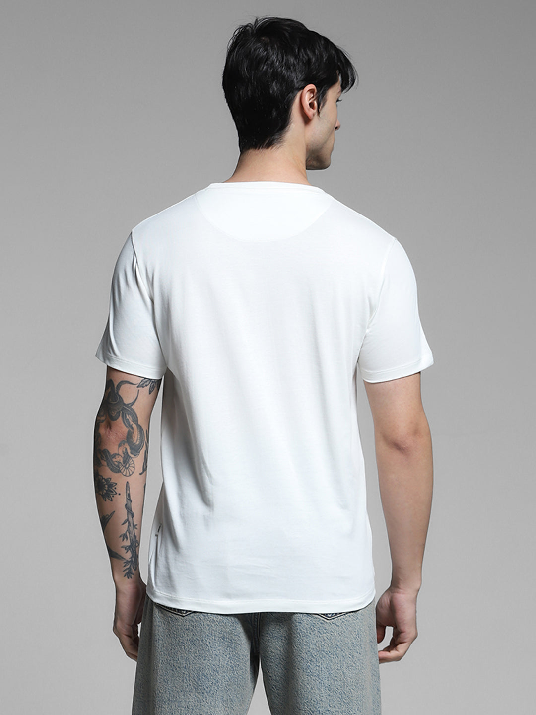 JACK&JONES White Regular Fit Typography T-Shirts