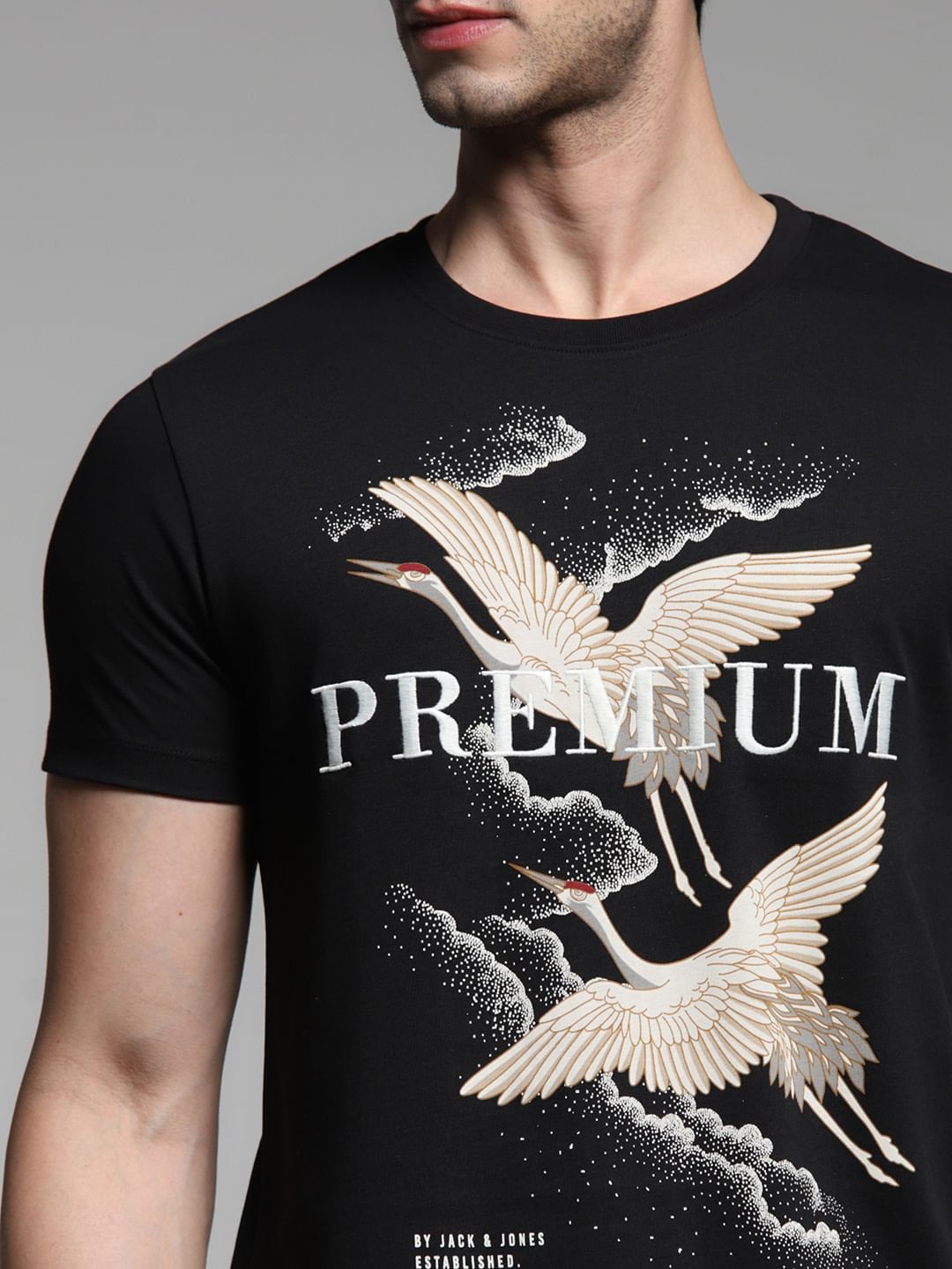 Black Graphic Print Cotton T-shirt