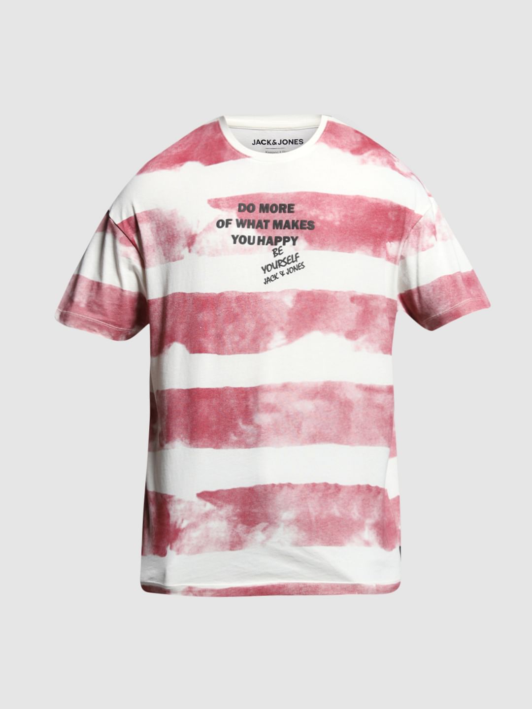 Red Colourblocked Cotton T-shirt