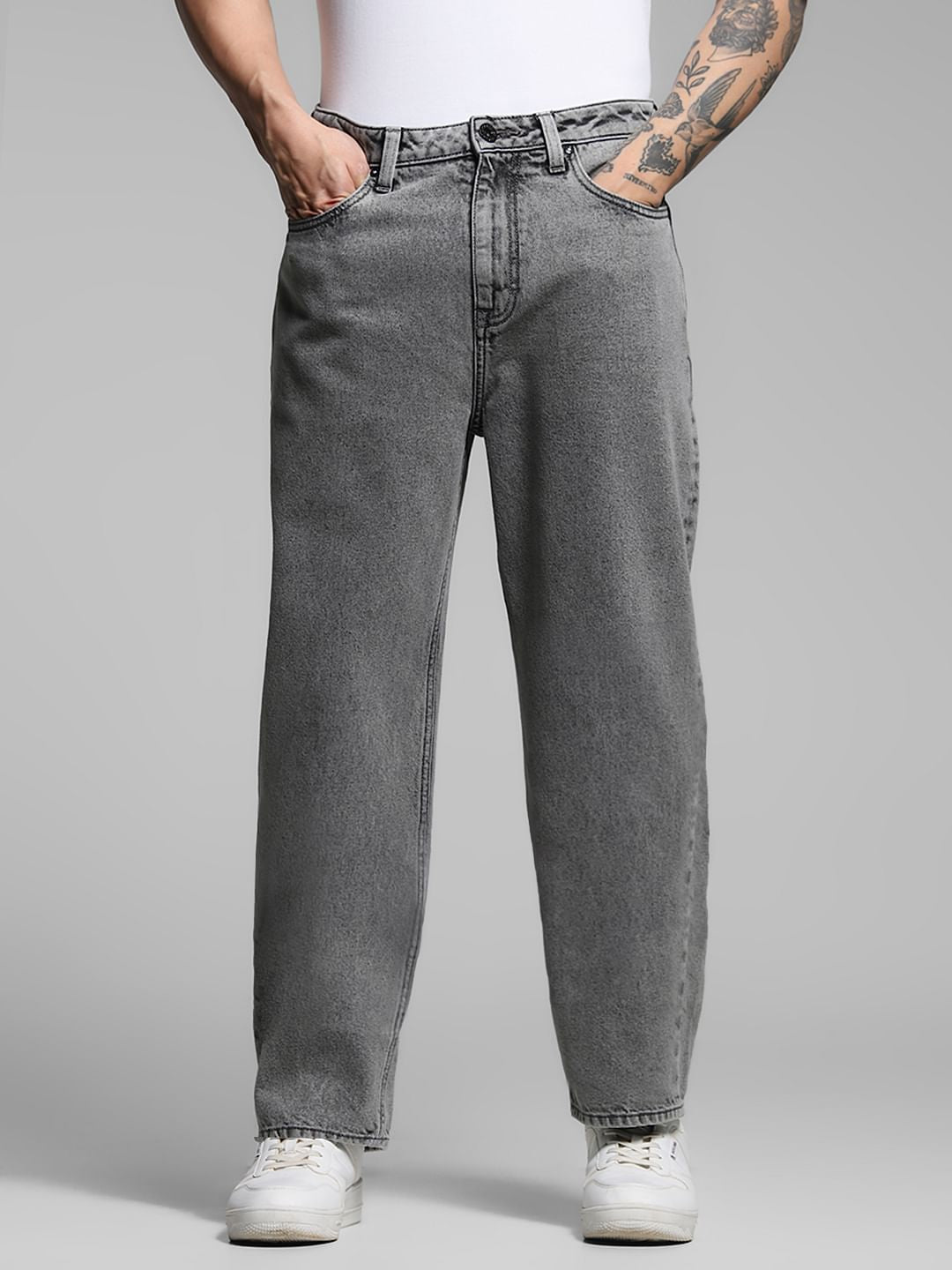 Dark Grey High Rise Dario Loose Fit Jeans - 28/30