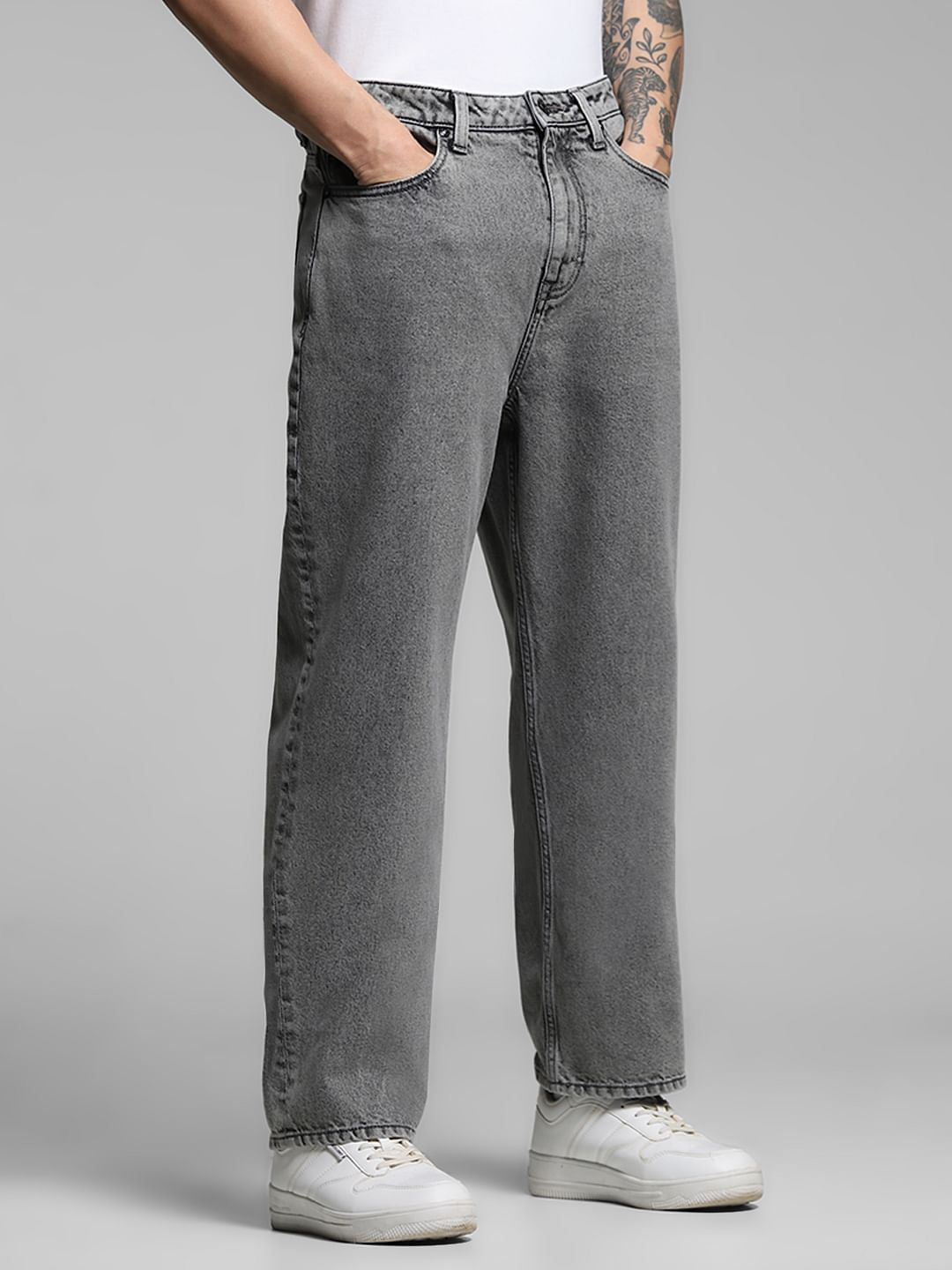 Dark Grey High Rise Dario Loose Fit Jeans