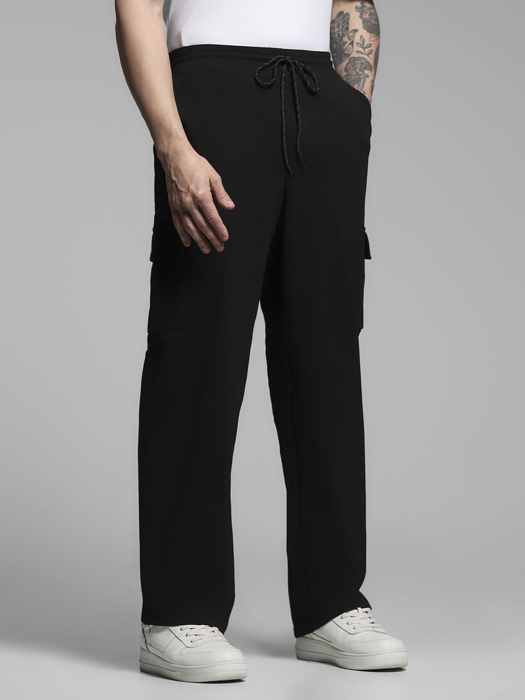 Black Mid Rise Cargo Pants