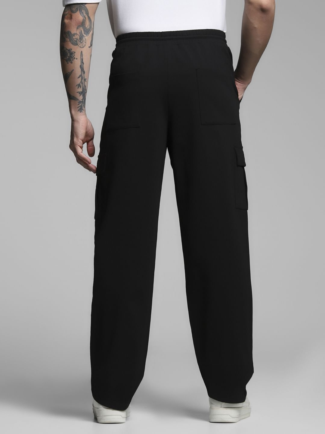 Black Mid Rise Cargo Pants