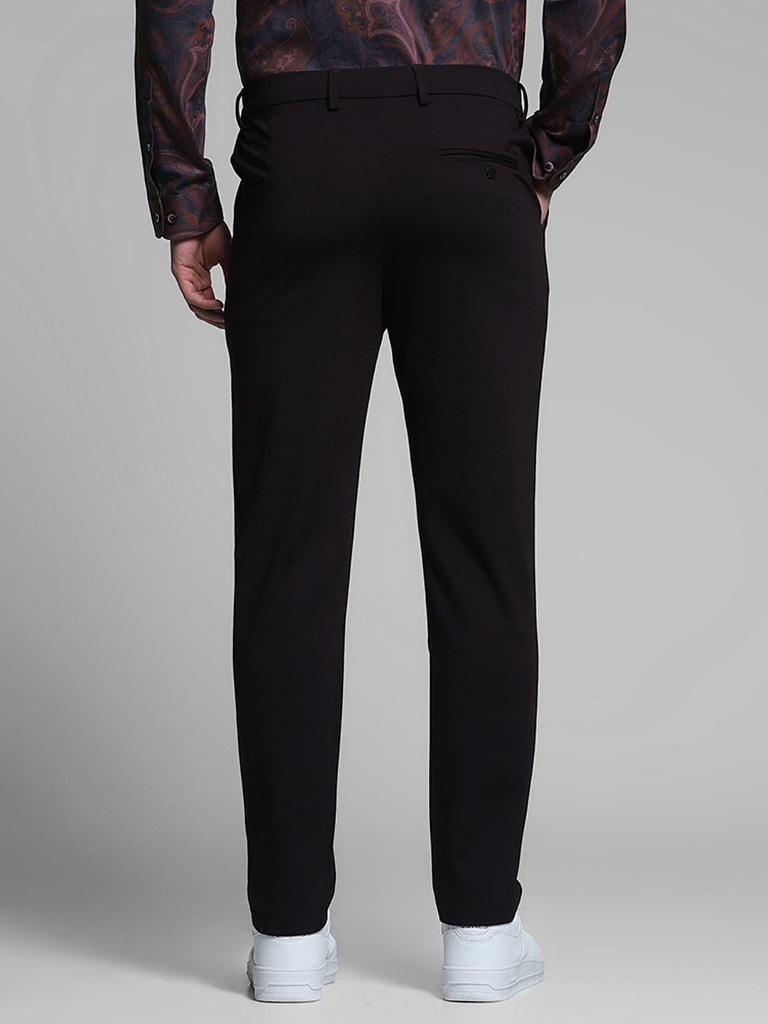Dark Brown Mid Rise Slim Fit Pants
