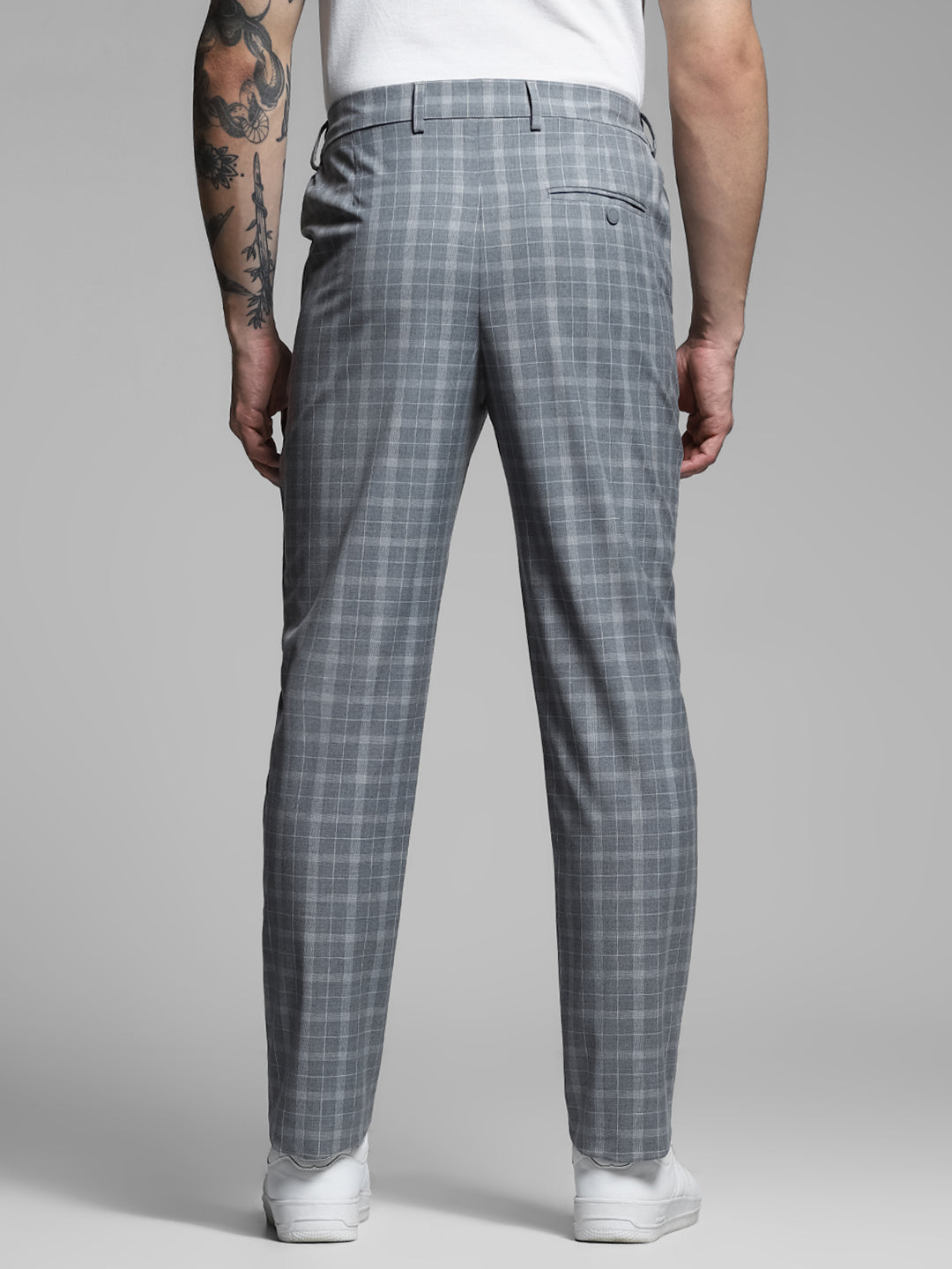Light Grey Check Print Pants