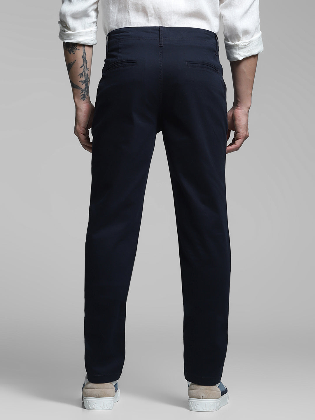 Men's Slim Fit Navy Blue Stretch Cotton Chinos