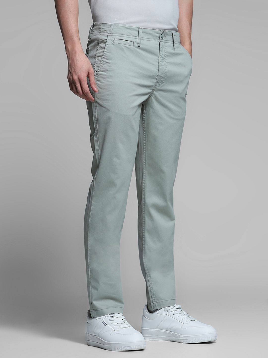 Light Green Mid Rise Slim Fit Pants