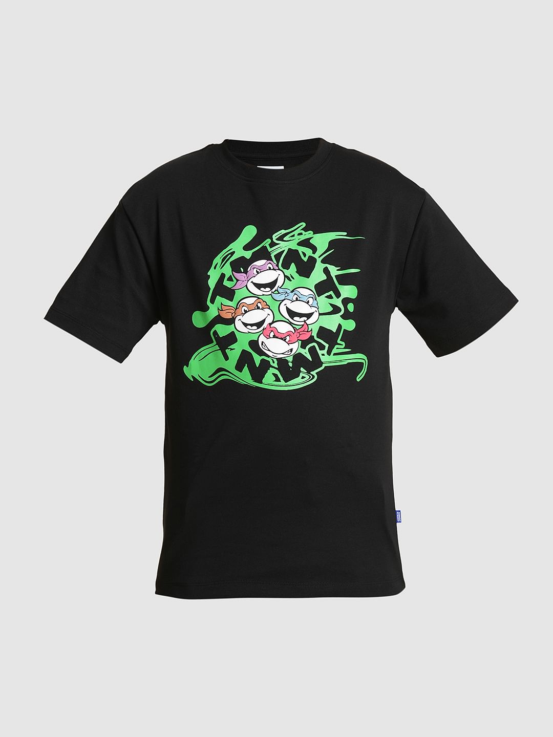 Boys Black Ninja Turtles Print T-shirt