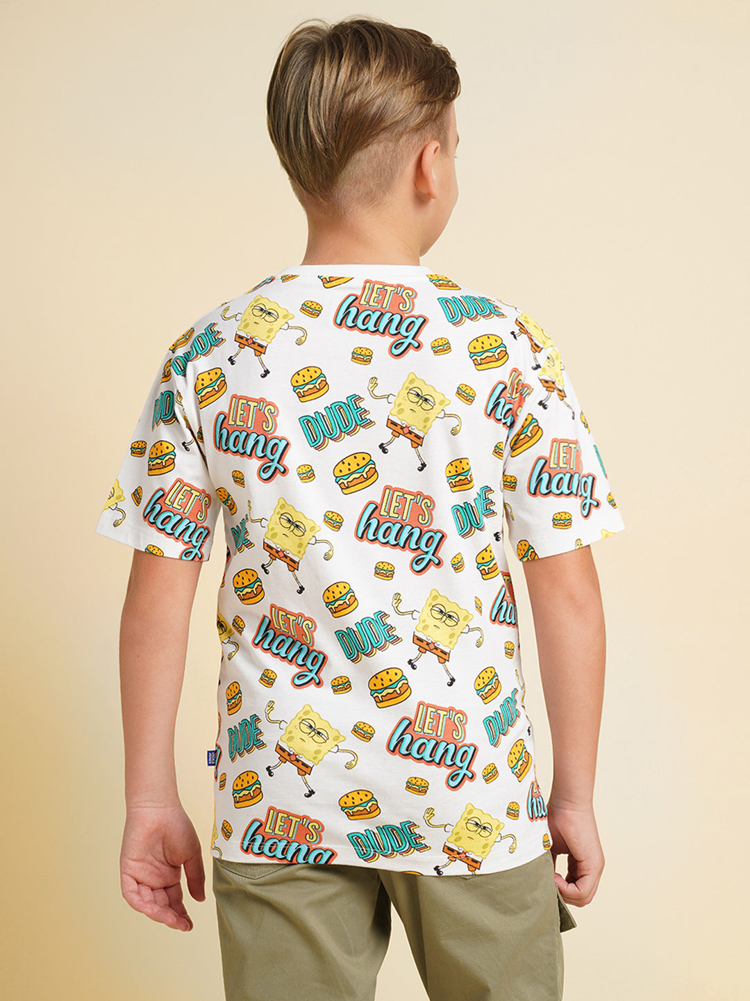 JACK&JONES JUNIOR Boys White SpongeBob Print T-shirt