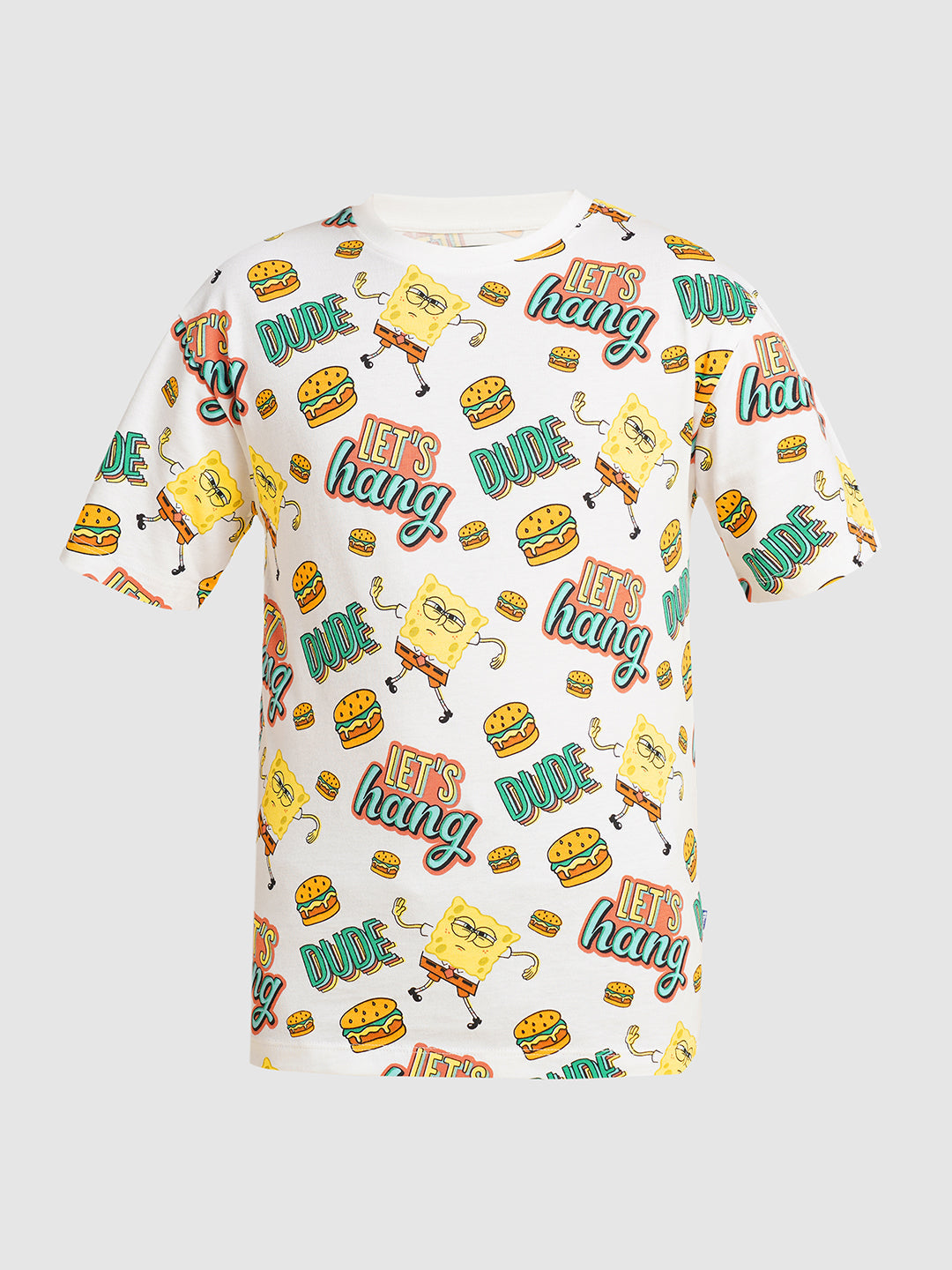 JACK&JONES JUNIOR Boys White SpongeBob Print T-shirt