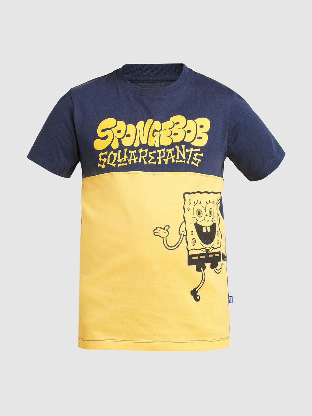 JACK&JONES JUNIOR Boys Yellow SpongeBob Print T-shirt