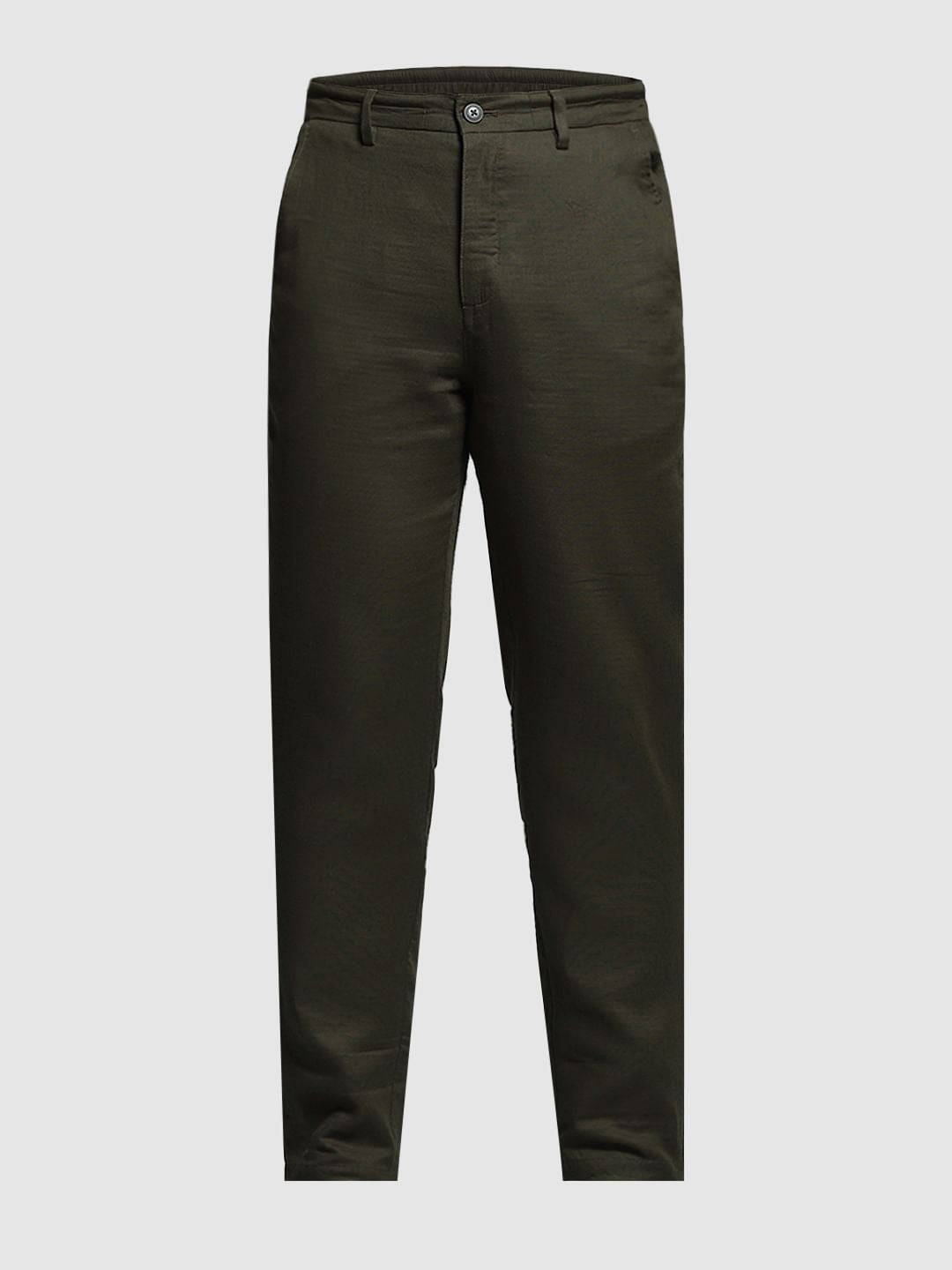 Olive Green Mid Rise Cotton Pants