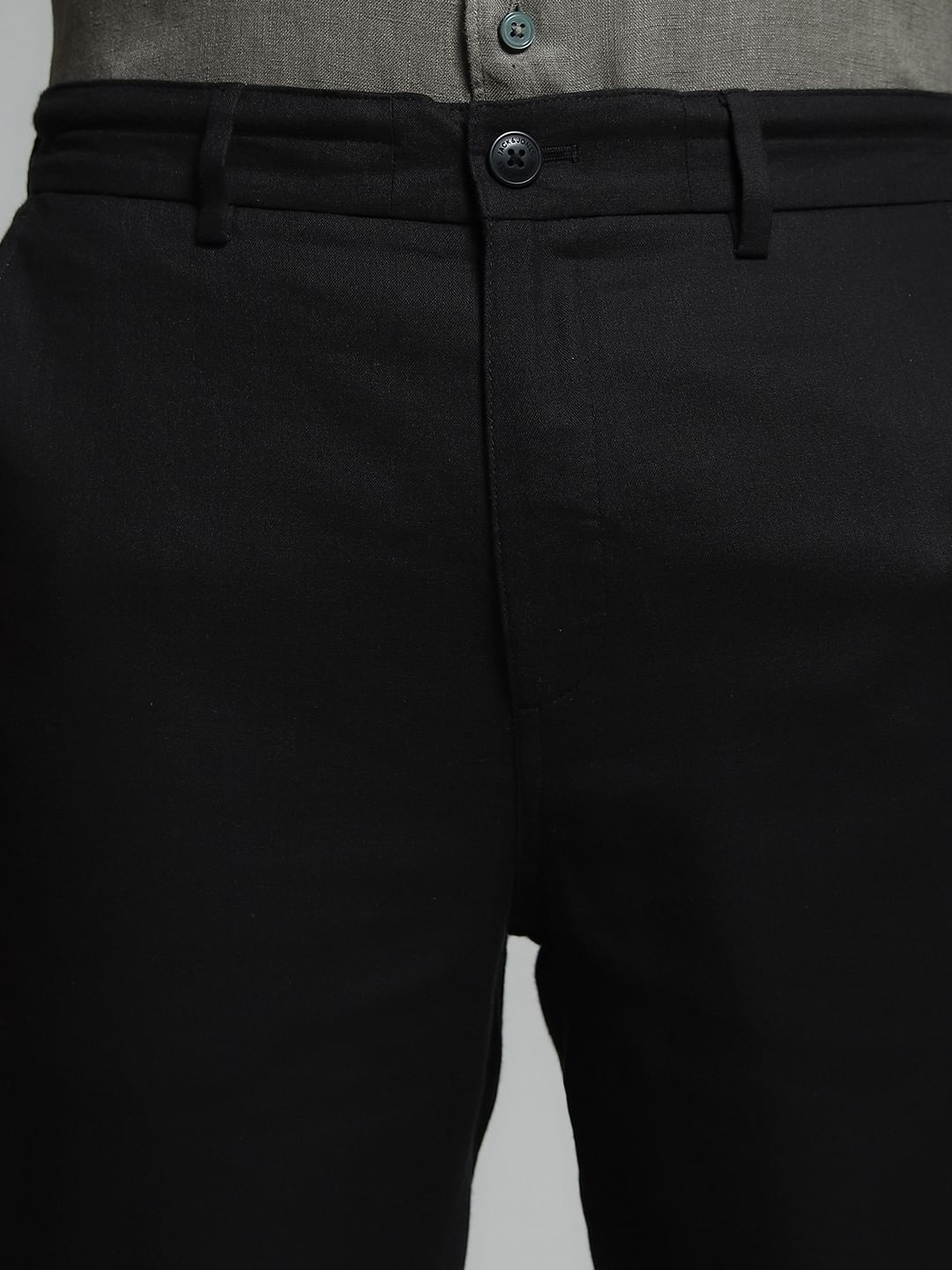 Black Mid Rise Cotton Pants