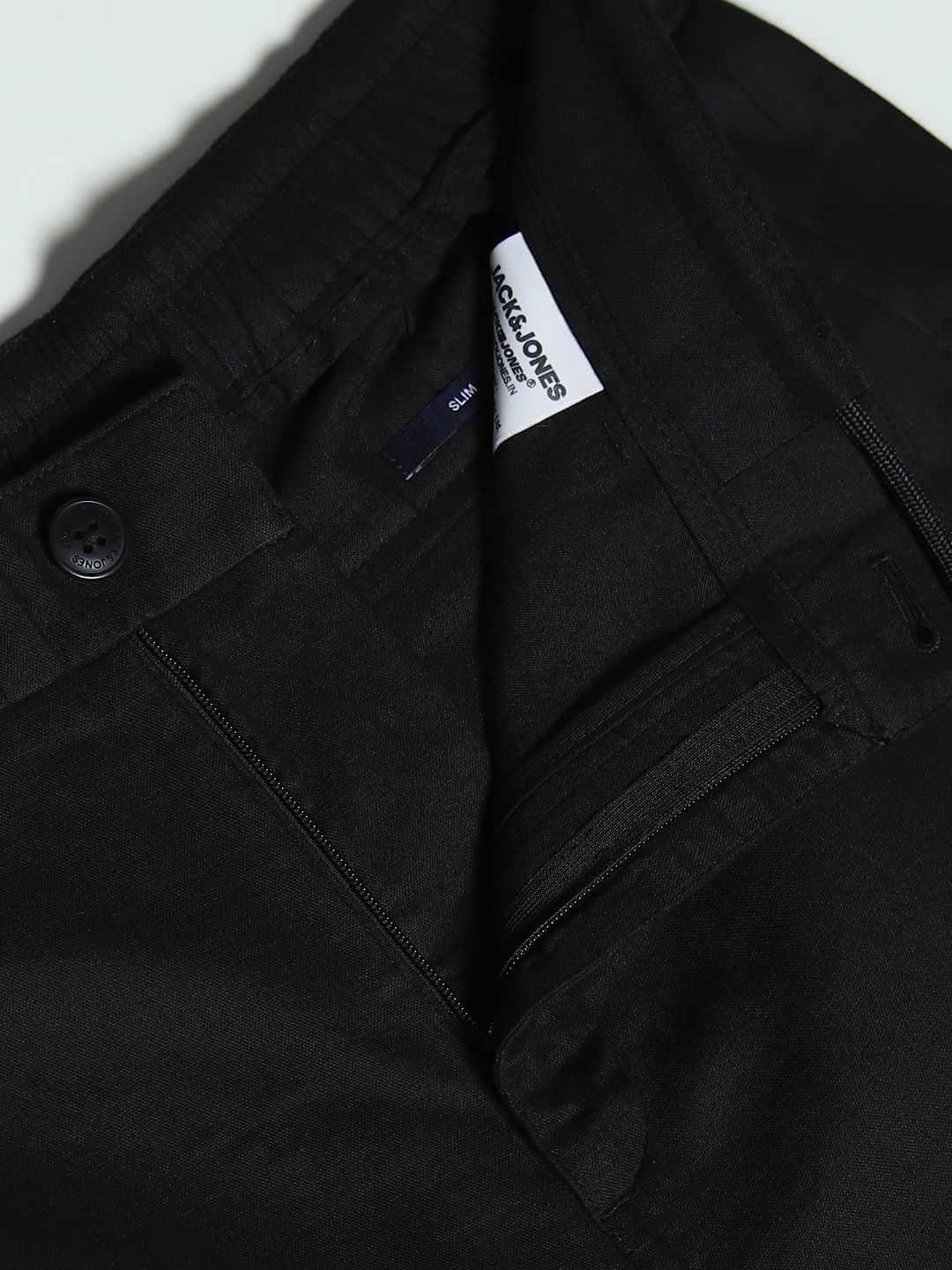 Black Mid Rise Cotton Pants