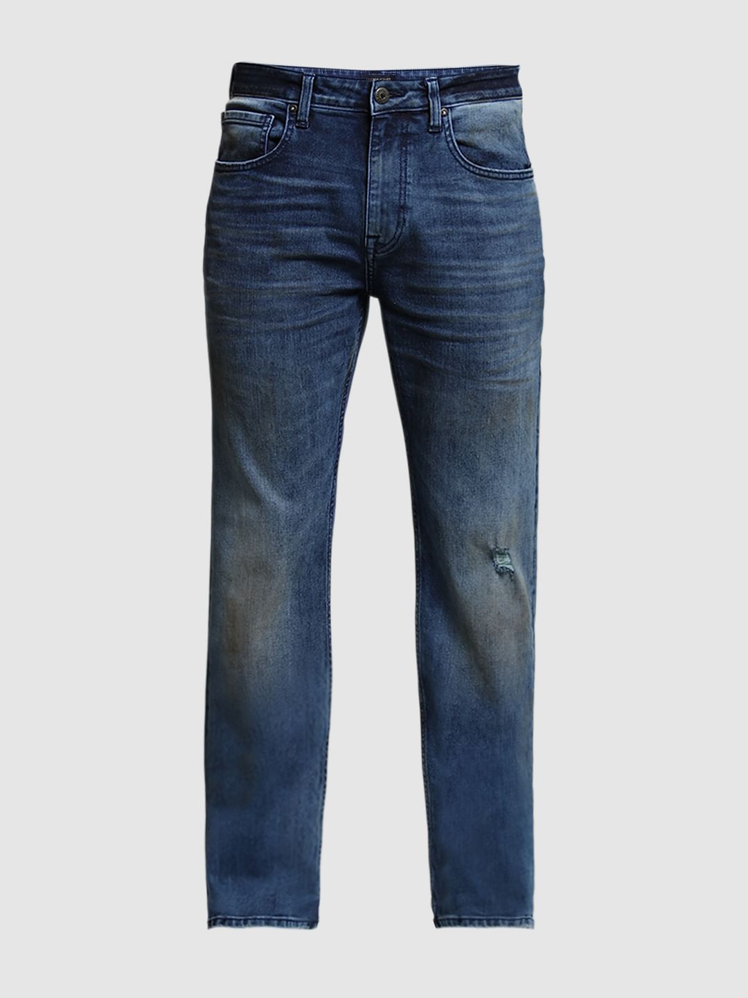 Blue Mildly Distressed Cliff Bootcut Jeans Blue Mildly Distressed Cliff Bootcut Jeans
