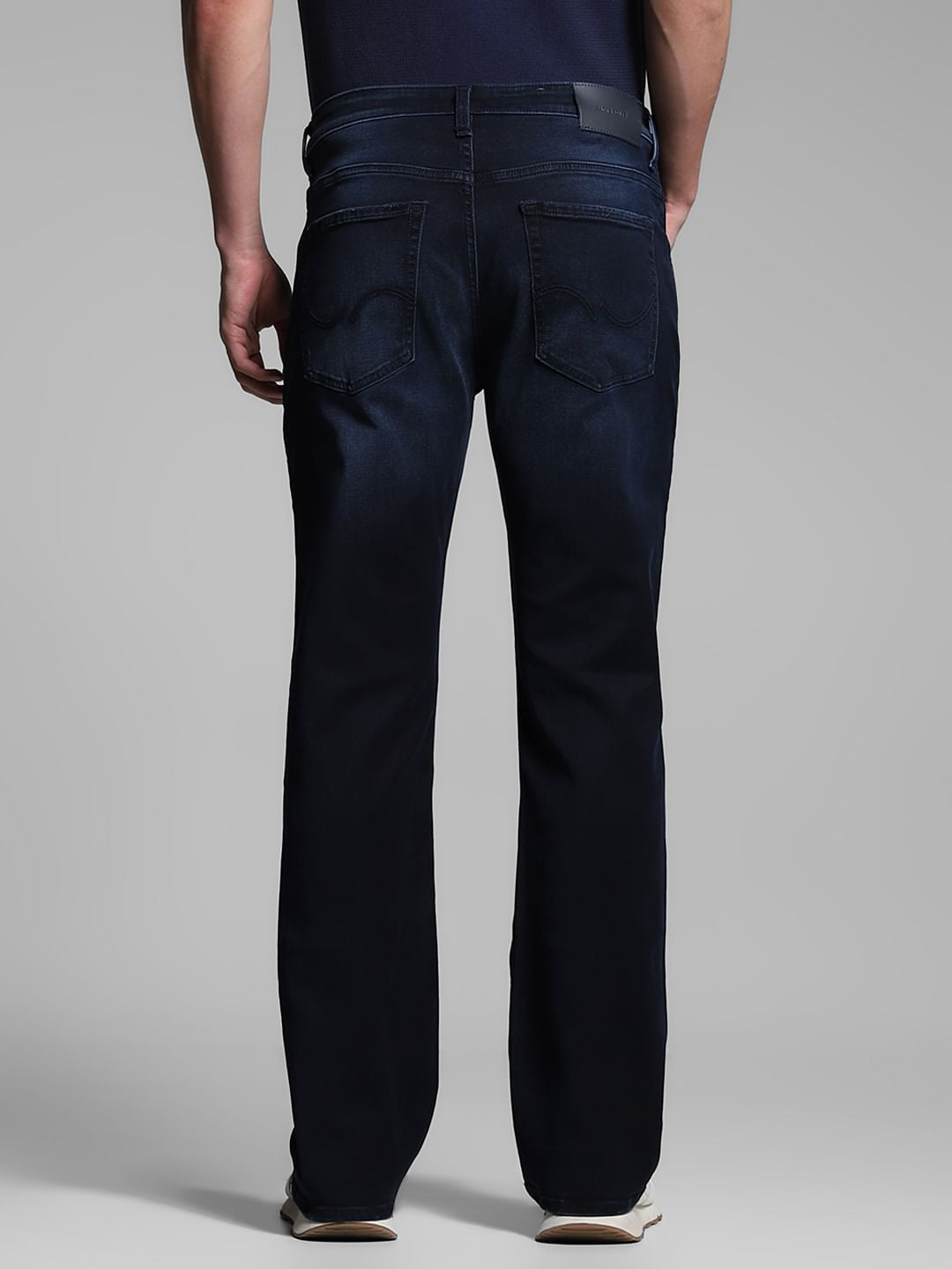 Dark Blue Mildly Distressed Cliff Bootcut Jeans