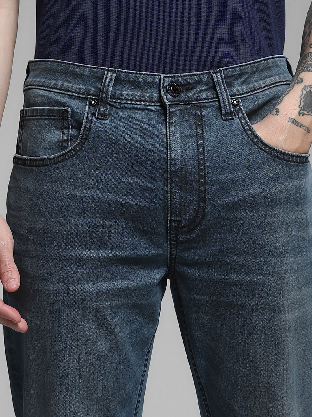 Dark Grey High Rise Cliff Bootcut Jeans