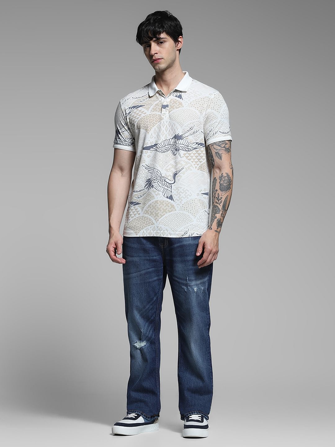 Blue Distressed Cliff Bootcut Jeans