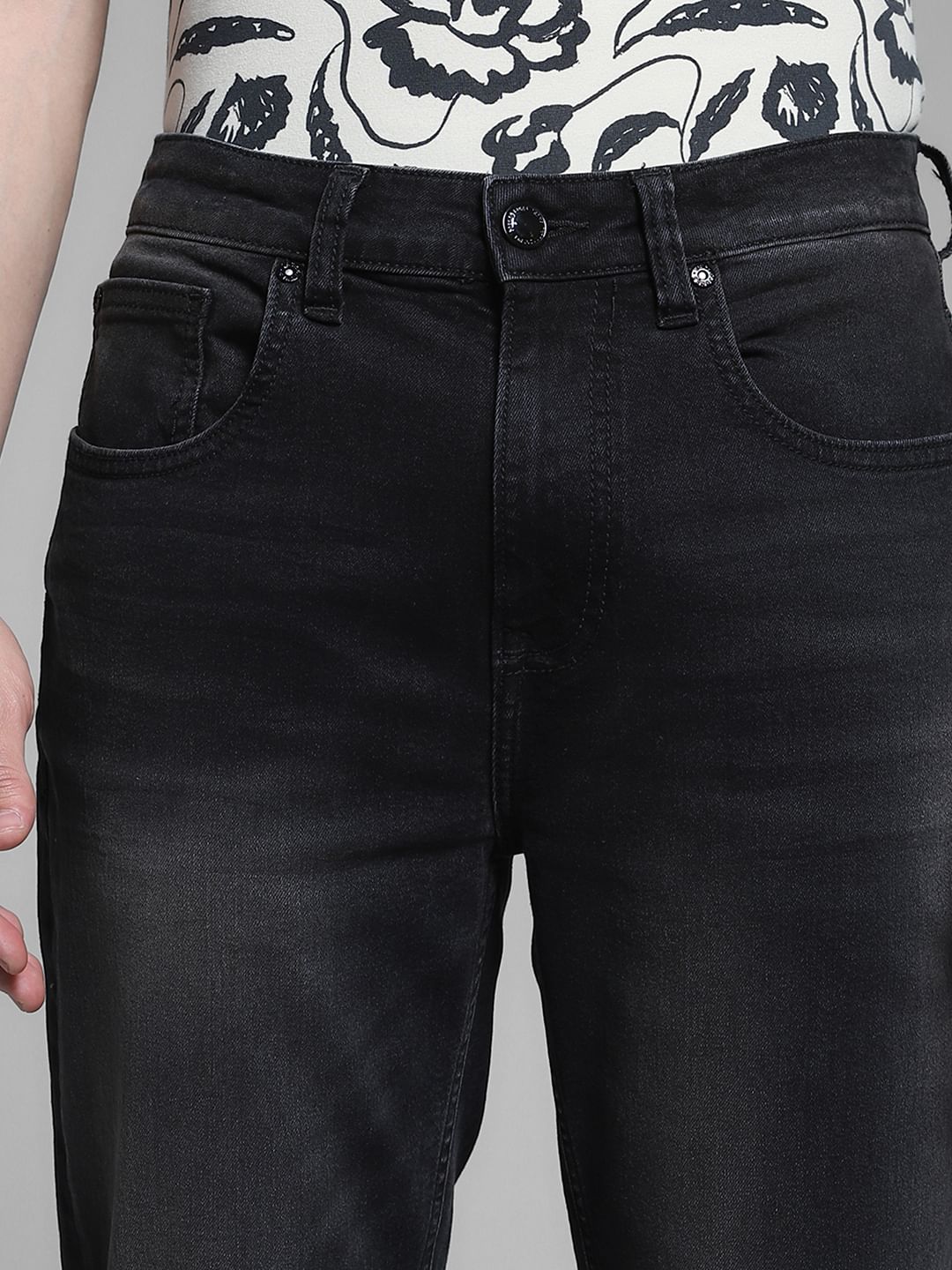 Dark Grey High Rise Cliff Bootcut Jeans