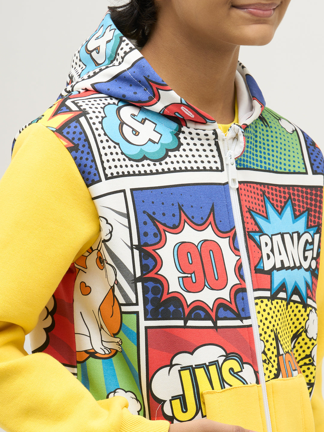 Boys Comic Printed Hooded Sweatshirt