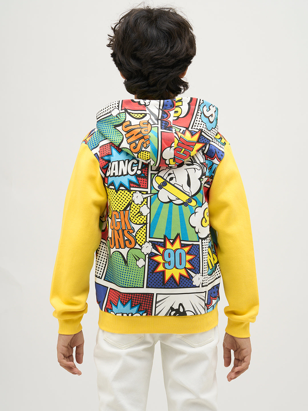 Boys Comic Printed Hooded Sweatshirt